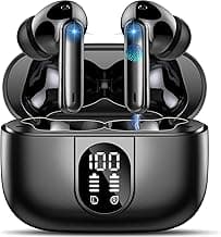 Wireless Earbuds, 2026 Bluetooth 5.4 Headphones, 50H Playtime Ear buds HiFi Stereo with 4 ENC Noise Cancelling Mics, IP7 Waterproof Earbuds with LED Display, Fast Charging, In Ear Earphones Deep Bass